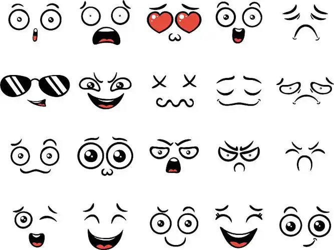 一套可爱可爱的卡哇伊表情符号图片