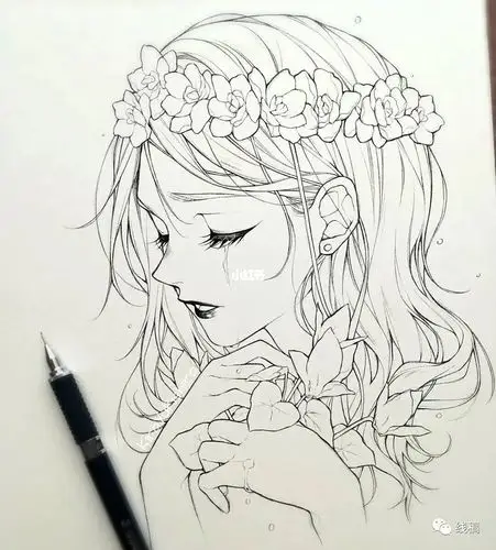 分享一组漂亮的动漫人物线稿