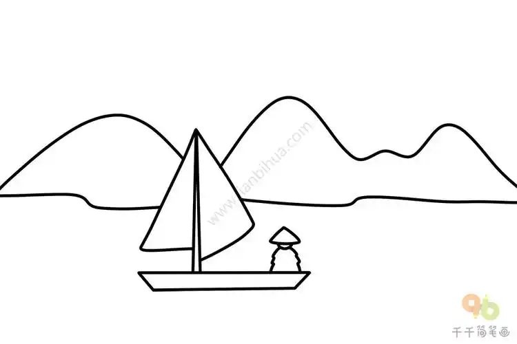 自然风景简笔画山清水秀