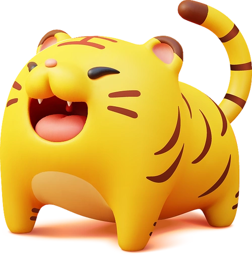 2022年虎年3d可爱卡通老虎形象场景高清png免抠图