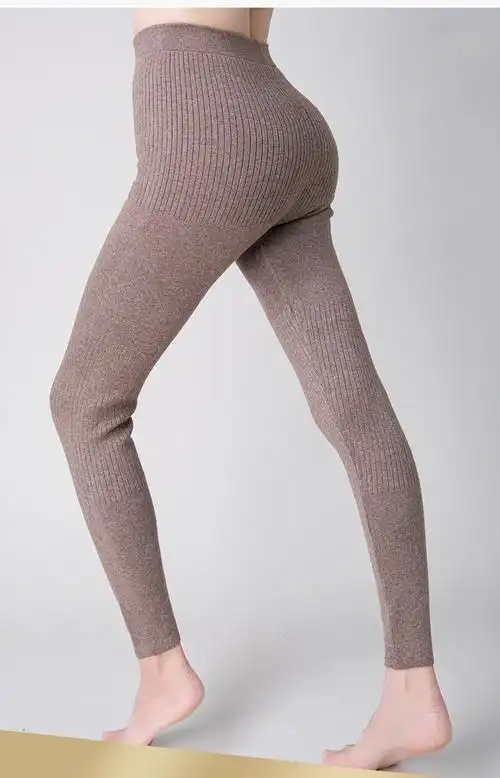 袋鼠贴身中厚羊绒裤男女保暖裤男士羊毛裤秋裤修身高腰绒裤k驼色男m