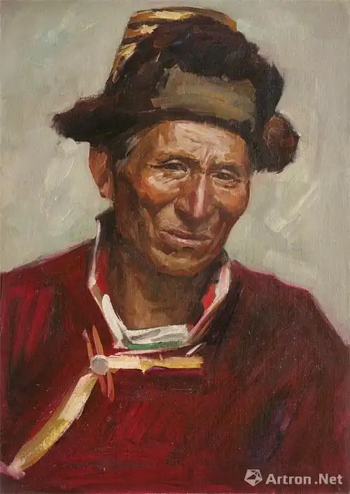 姚钟华 《藏族阿爸》  纸本油画 55×39cm 1975年