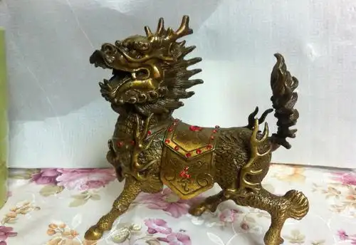 供应厂家铜工艺品精品铜麒麟招财纳福摆件
