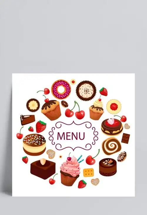 卡通甜品菜单矢量素材设计模板素材