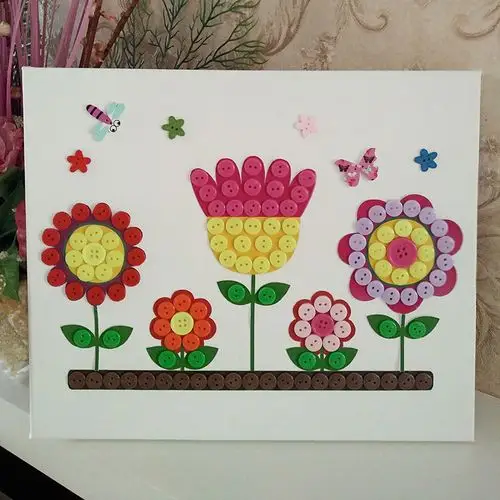 创意美劳diy幼儿园手工纽扣画扣画材料包儿童益智玩具亲子粘贴画