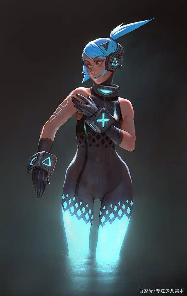 未来科技动漫人物插画——身穿科幻机甲,突显女性肌肉线条美