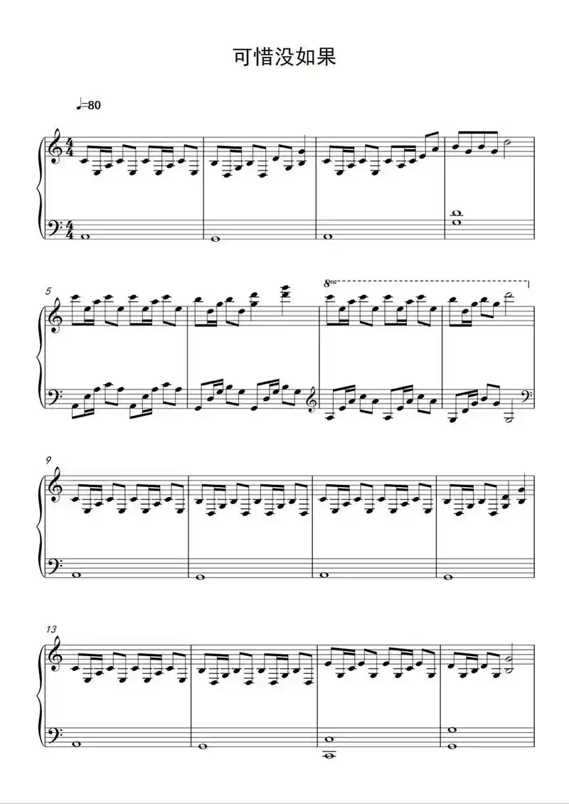 可惜没如果钢琴弹唱谱#钢琴谱 #可惜没如果#林俊杰五线谱 - 抖音