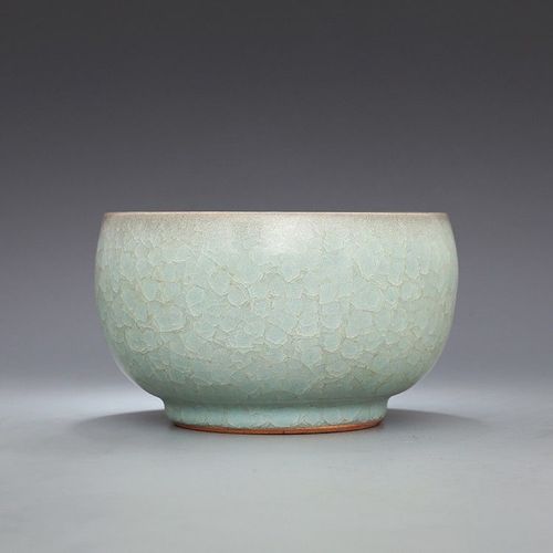 宋 官窑 天青釉 冰裂纹 【大号】金钟碗 古董瓷器古玩古瓷器 收藏