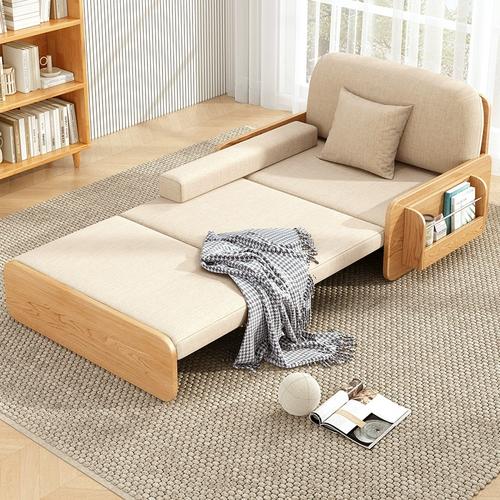 实木沙发折叠床多功能小户型2023年网红新款客厅一体两用可伸缩床