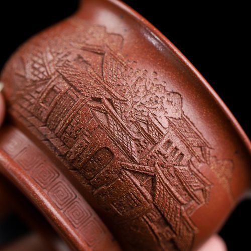 宜兴紫砂杯陈富才主人杯桃花泥《乡思》