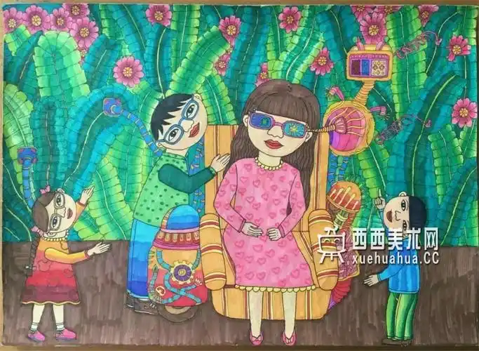 一等奖小学生获奖科幻画《植物眼药》赏析