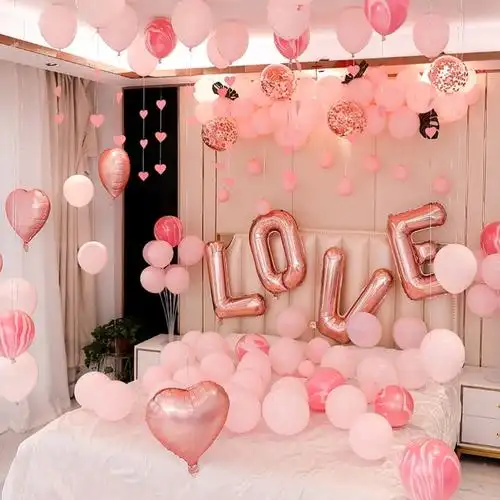 墙壁粉色新款新房墙面结婚纪念日装饰场景布置气球