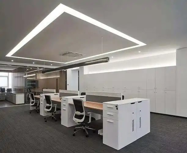 15平时尚简约风格办公室桌子摆放效果图