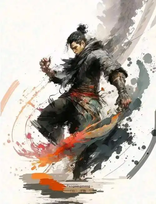 画师胖宁忙烟雨江湖水墨风武侠插画欣赏