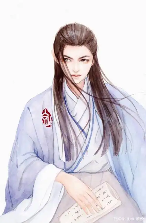 白岫古风水彩手绘 浊浊尘世间 翩翩佳公子