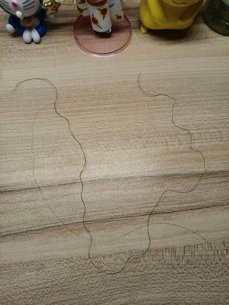 大家有没有像这样的一根又粗又卷又硬的头发 就是我头发是柔顺的,黑长