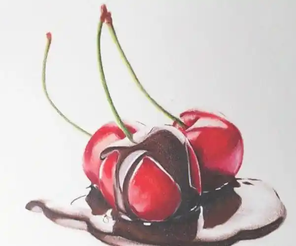 彩铅手绘巧克力樱桃详细步骤图