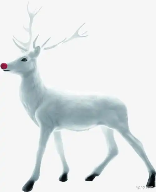 一头白色梅花鹿png素材透明免抠图片-动植人物
