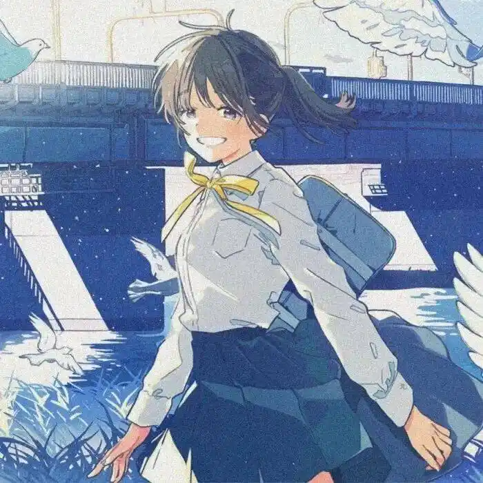 动漫女头蓝色系手绘女生头像壁纸