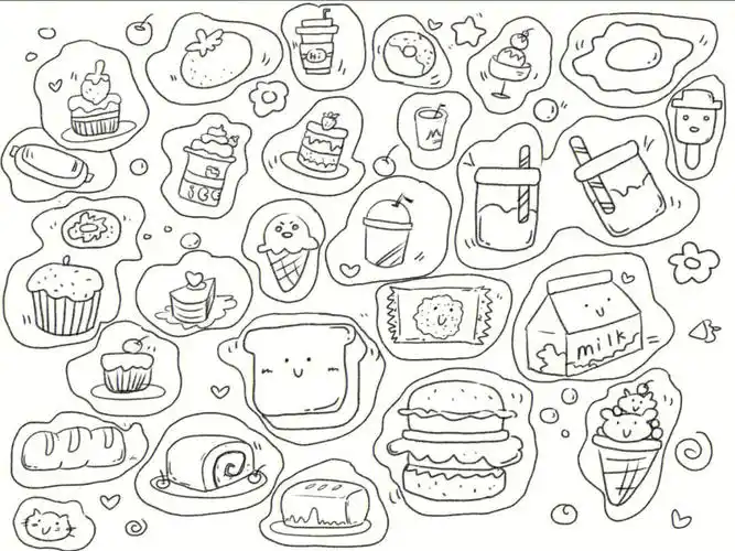 分享一组甜点简笔画