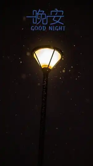 晚安夜晚唯美路灯