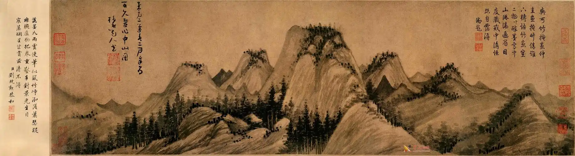 精品山水画欣赏:元画家吴镇作品《中山图卷》