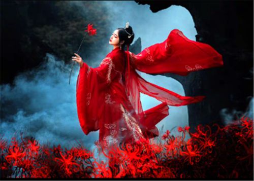 古风汉服手持拍摄道具彼岸花假花曼珠沙华花束室内客厅摆放仿真花