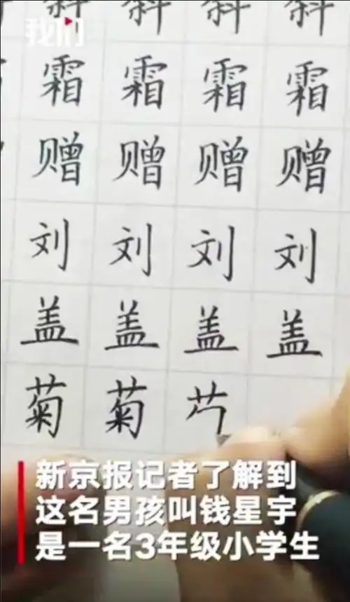 小学生狗刨体作业遇到书法体家长没有对比不知道差距