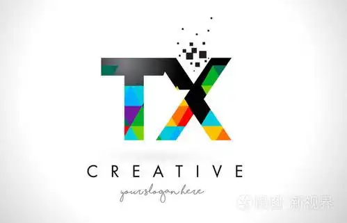 tx t x 字母标志与彩色三角形纹理设计矢量
