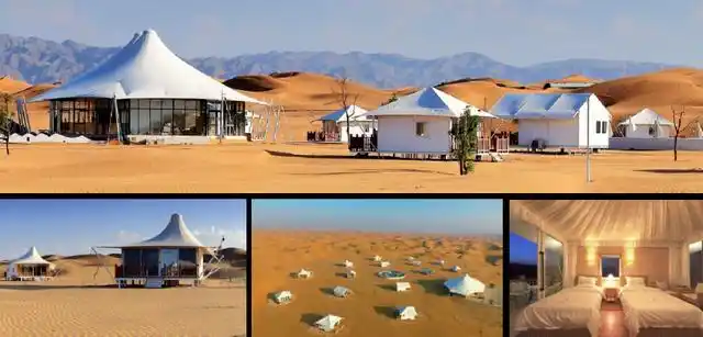 代表作有宁夏腾格里沙漠星辰帐篷酒店,阿曼那哈达沙漠度假村的帐
