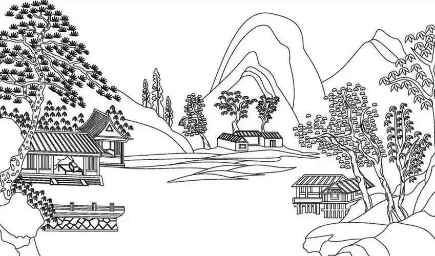 山水简笔画 山水简笔画图片大全