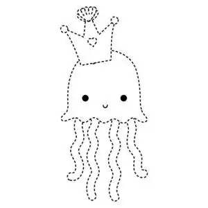 海洋皇冠虚线形状可爱的水母海洋动物,皇冠矢量插图照片