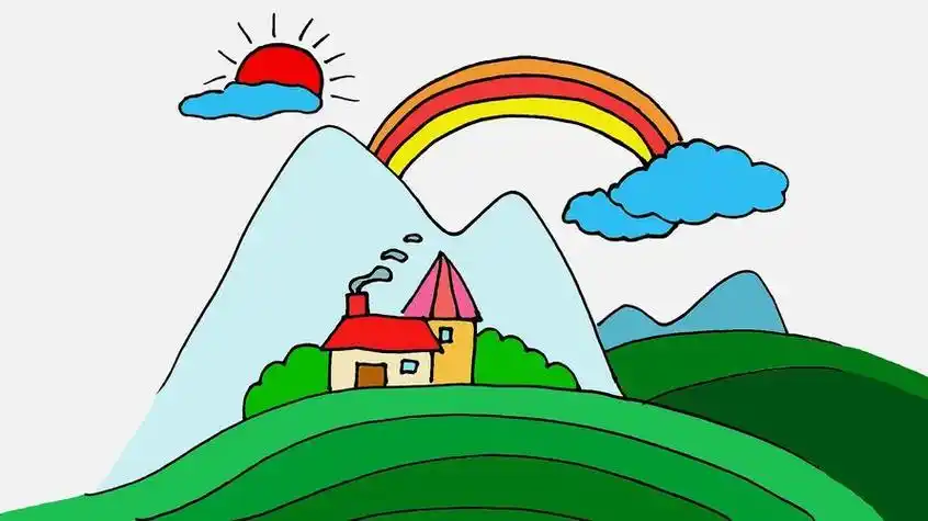 中国儿童资源网儿童夏天风景简笔画-惬意的沙滩风景夏天荷塘的景色