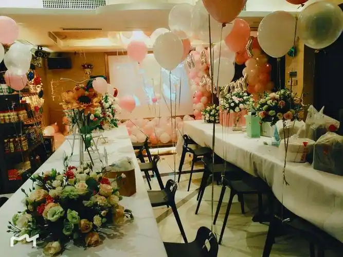 条幅,胸贴,生日卡片,彩笔,纸巾,气球等等,因为足够用心,生日会的现场