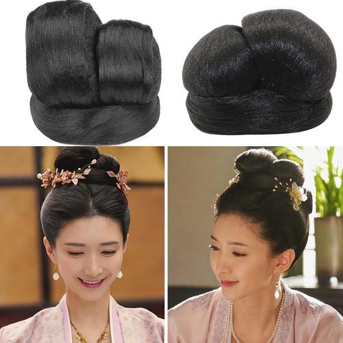 古装造型宋清平乐少女挽头发不对称双耳假发髻汉服襦裙明制假发包