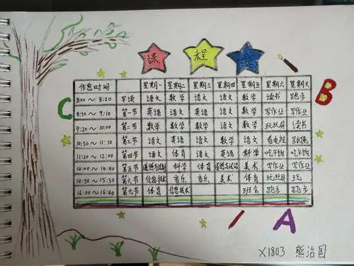 课程表优秀作品集 写美篇老师带来一套书, 语文,数学和英语, 美术