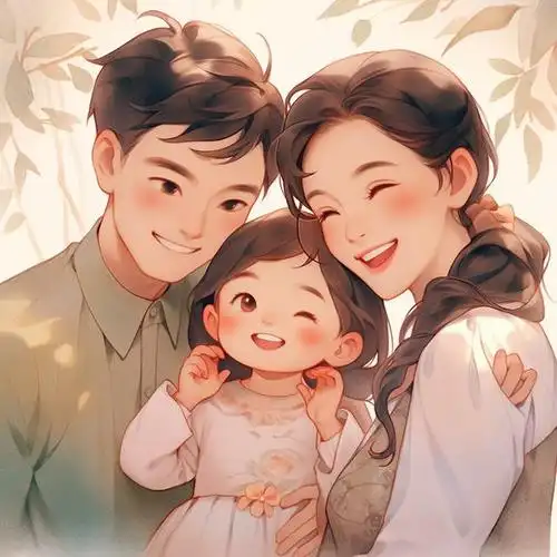 亲子头像|幸福的一家三口小公主创意头像设计
