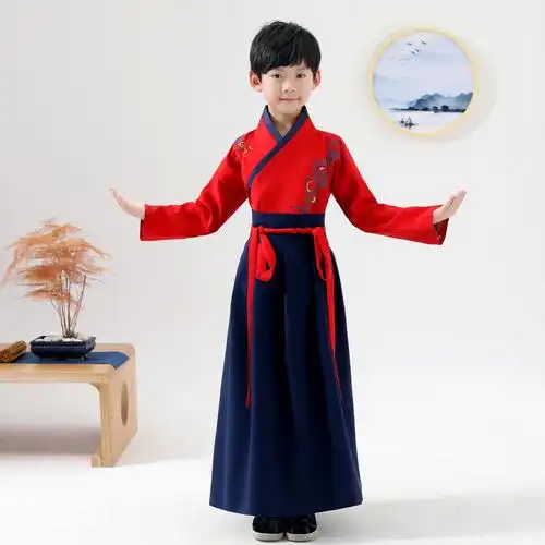 新款儿童汉服男童男孩古装中国国风古代服装儿童演出服