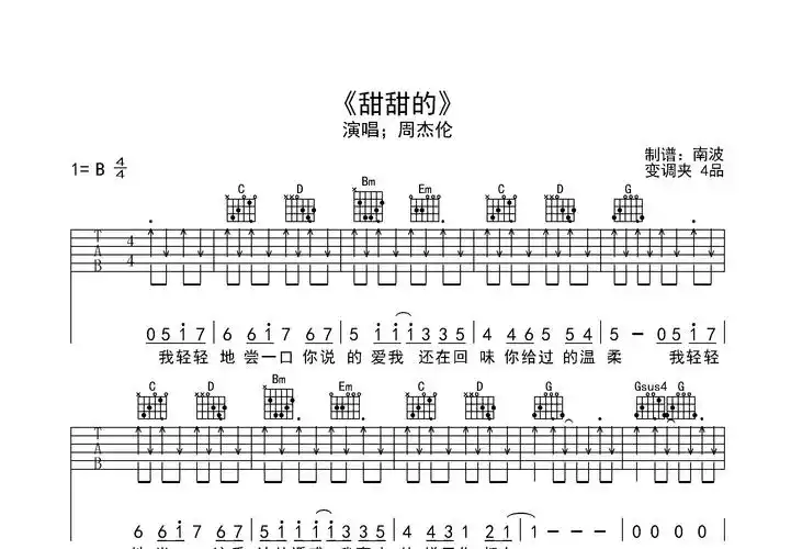 甜甜的曲谱预览图