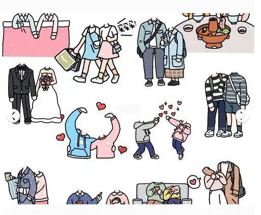 1在微博或者百度搜索【无头小人情侣贴纸】,看到喜欢的就保存下来