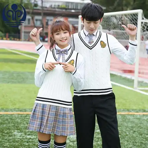 中学生校服春秋新款班服英伦学院风毛衣套装男女毕业服-阿里巴巴