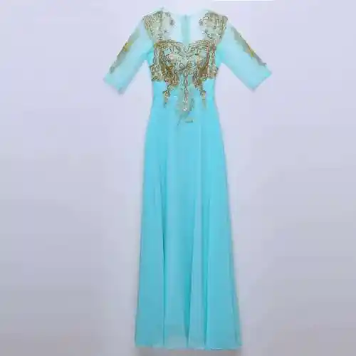 大合唱演出服装女长裙成人主持人长款中老年合唱团表演礼服新款夏