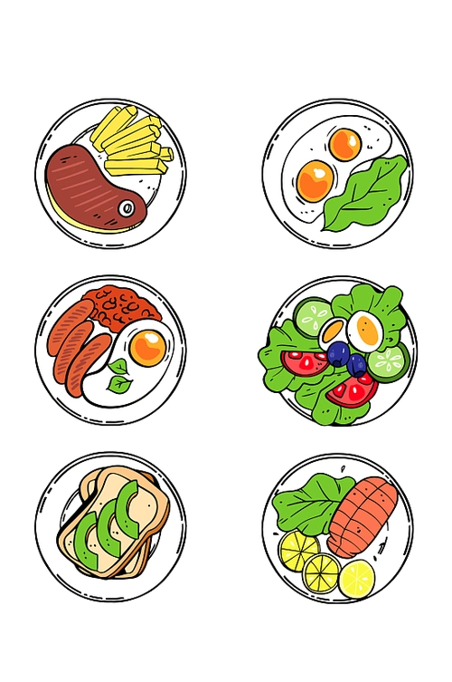 彩色菜肴矢量素材