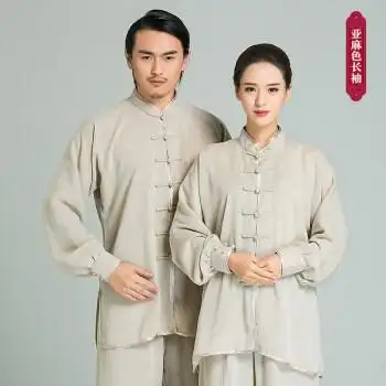 太极服装棉麻中国风夏季长袖太极拳练功服男女太极服套装中老年 7321