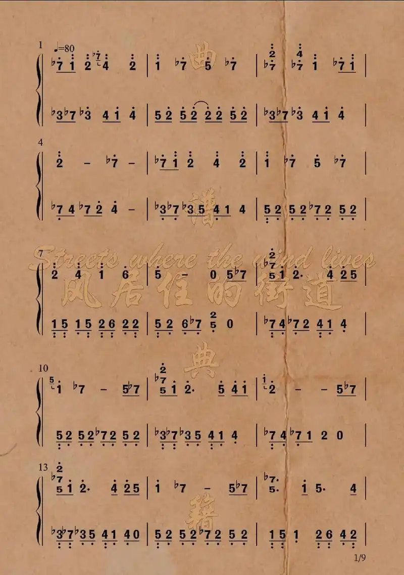 风居住的街道 -c调弹奏降b调转降g调效果 #钢琴谱 #钢 - 抖音