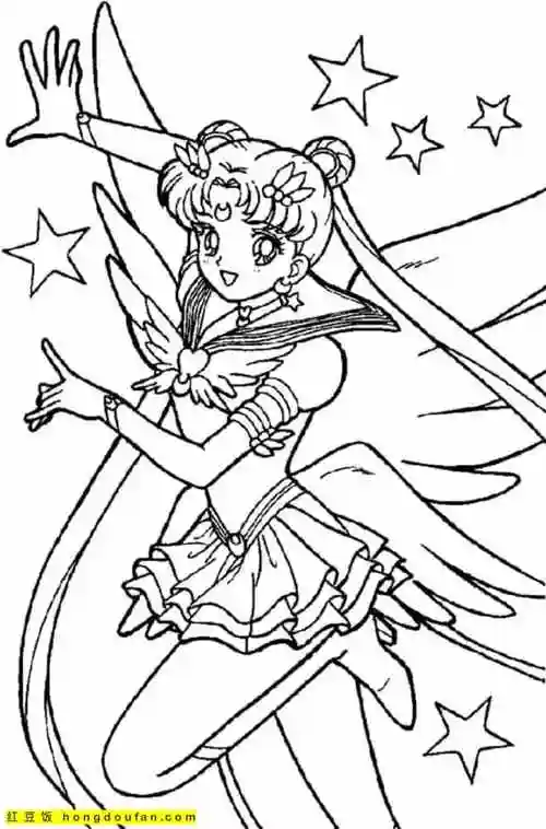 12岁女孩子们最喜欢的美少女战士主题涂色图片-红豆饭小学生简笔画