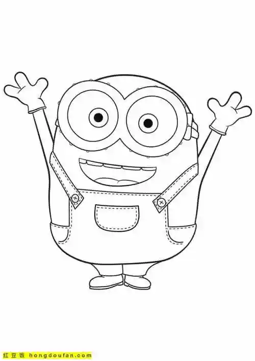 们最喜欢的活力充沛的小黄人卡通涂色图片-红豆饭小学生简笔画大全