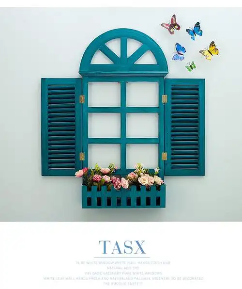 假窗户壁挂 欧式假窗户装饰仿真地中海风格百叶窗木质窗户餐厅墙面