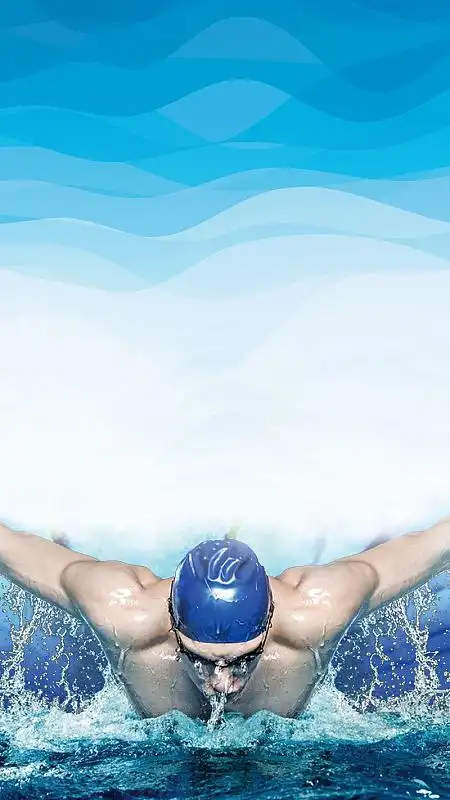 蓝色动感游泳培训班psd分层h5背景素材