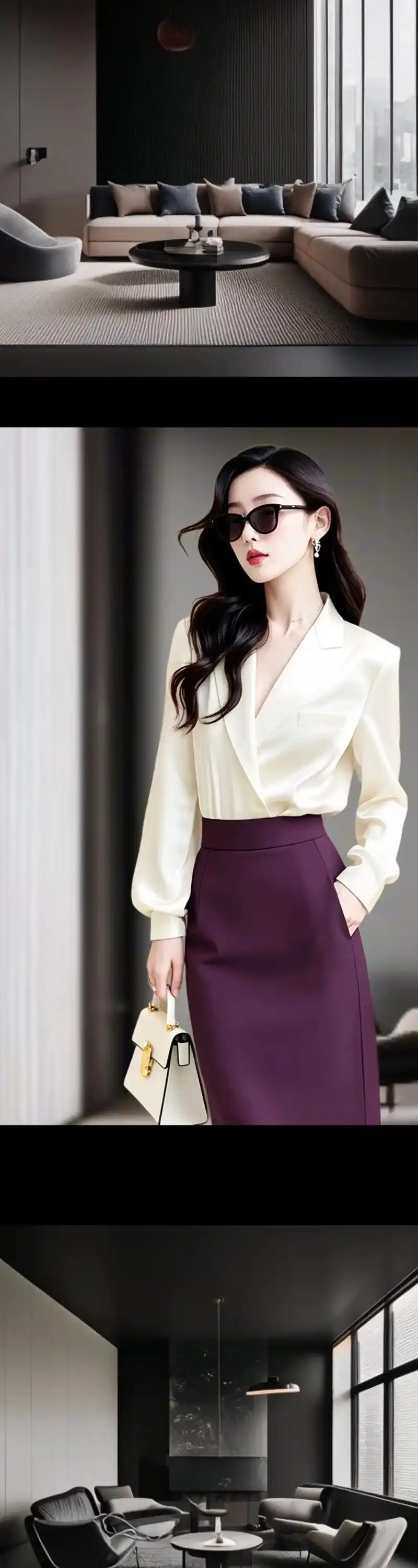 高级感轻奢气质衬衫77高腰半身裙两件套,上身气质优雅,女人味十足